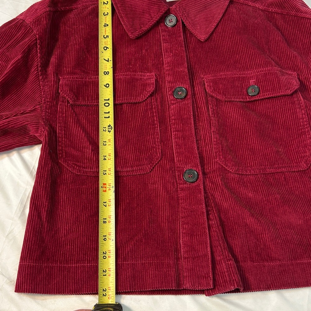AVEC LES FILLES Shirt Corduroy Button Down long sleeve‎ Raspberry Women’s Small - Picture 9 of 11